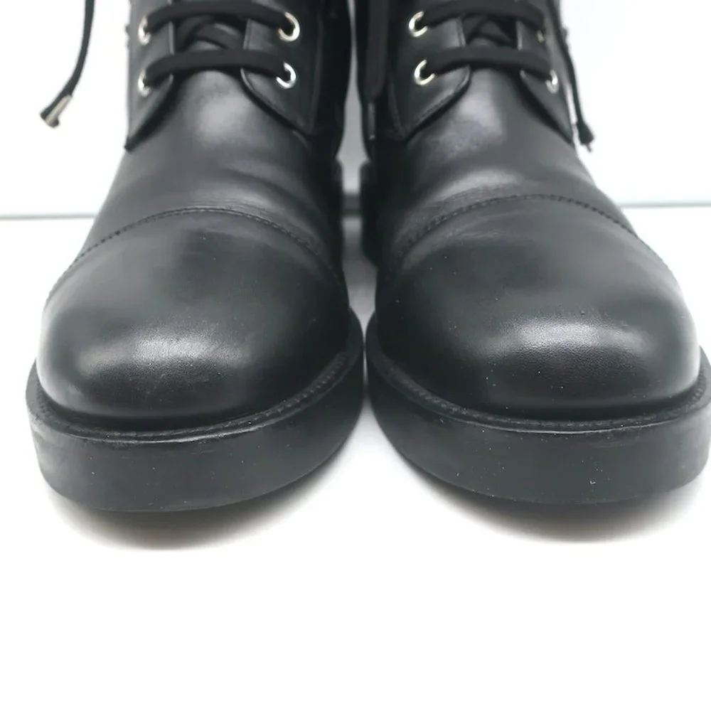LOUIS VUITTON RANGER BOOTS WITH PATCHES BLACK LEATHER SIZE 40 FLAT COMBAT BOOTS - Picture 5 of 12